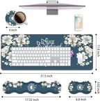 Ergonomic Keyboard Wrist Rest & Mouse Pad Wrist Rest Set, She Believed She Could So She Did Inspirational Quote Large XXL Gaming Desk Mat 31.5"x 11.8" with Non-Slip Base for Home Office Study Gaming
