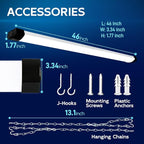 hykolity 4FT 70W LED Shop Light Linkable, 8000lm(300w Equivalent), 5000K Utility Shop Lights for Garages, Workshops, Basements, Hanging or FlushMount, with Power Cord and Pull Chain, ETL, Black,1 Pack