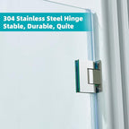 Pivot Swing Shower Door, Adjustable Width 58.9-60" W x 74" H Semi-Frameless Shower Glass Door with 5/16 in (8mm) Clear SGCC Tempered Glass with Nano Easy-Clean Coating (Chrome)