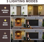 2 Pack Oil Rubbed Bronze Outdoor Wall Lights Fixtures with Motion Sensor Up Down Porch Lights Modern Dusk Dawn Exterior Sconce Wall Mount Outside Coach Lantern for House(With 4 Dimmable Warm Bulbs)