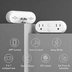 HBN Smart Plug 15A, WiFi Outlet Extender Dual Socket Plugs Works with Alexa, Google Home Assistant, Remote Control with Timer Function, No Hub Required, ETL Certified, 2.4G WiFi Only, 2-Pack