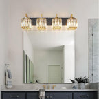 FDPBY Modern Bathroom Vanity Light 4-Lights Black Gold Crystal Wall Lamp Bathroom Modern Crystal Vanity Lighting
