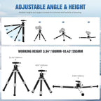 LEOFOTO Carbon Fiber Mini Table Tripod with Ball Head for Camera, Lightweight Desktop Tripod with Base, 1/4" Arca QR Plate for Phone Adaptor/Projector, Max Height 10.43", Max Load 11LB, MT-02C Plus