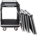 Sound Town High-Quality 1/2” (12mm) Plywood 12U PA DJ Pro Audio Rack/Road ATA Case with 12U Slant Mixer Top, Locking Drawer, 20.2’’ Rackable Depth and Casters (STMR-12D2)