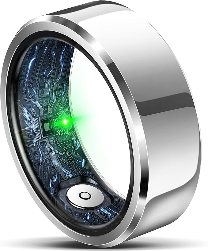 RIFESI Smart Ring for Women Men, Fashion Minimalist Fitness Ring & Sleep Tracker Ring with Heart Rate, Blood Pressure,5ATM Waterproof Health Ring,Gifts for Women Men Gift,No Subscription (8,Silver)