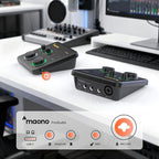 MAONO USB Audio Interface Bundle: Interface with XLR Microphone Headphone 24-bit/192kHz LOOPBACK ASIO Driver for Recording Music Home-Studio Guitar Podcast Streaming PC DAW(PS22+PD100+MH700)