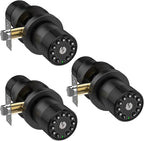 BOTHSTAR 3 Pack Black Key Alike Keyless Electronic Door Knobs with Backlit Keypad, Heavy-Duty Lock, Auto-Lock, Weather Resistant