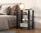 FITUEYES 4-Tier Media Stand Audio/Video Component Cabinet with Glass Shelf for/Apple Tv/Xbox One/ps4 AS406002GB