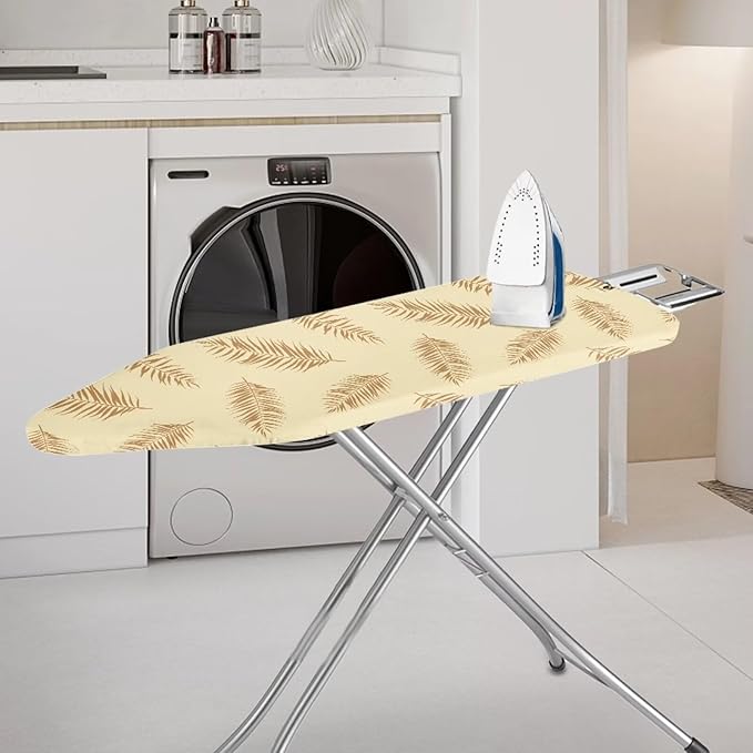 ZCFYGDX Ironing Board Covers,Elastic Edge 3 Bottom Nylon Buckle Straps, Stain Resistant & Resistant Scorch, Easy to Installation Fasteners Minimalist Palm Leaf Print Decor Size-S 14 x 45