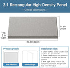 4 Pack High-Density Core with Fabric Cover Acoustic Panels – 24×12×2 In Self-Adhesive Soundproofing and Sound-Absorbing Wall Panels for Echo Reduction in Studio, Theater, or Recording (Pebble Gray)