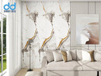 Dundee Deco Faux Marble Wall Panels - Sample - Glossy, Waterproof Indoor Wall Cladding - White, Black, Brown Veins - Sample 6" x 6"