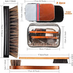 6 Pcs Horsehair Shine Shoes Brush Kit Polish Dauber Applicators Cleaning Leather Shoes Boots Care Brushes Suede Cleaner Brush with Microfiber Shoe Gloves(6 Pcs Style E)