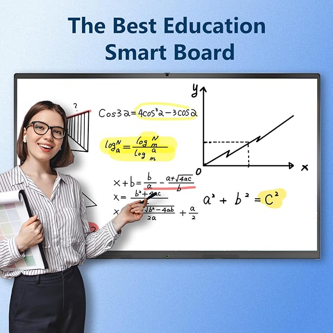 YIXZSWD Smart Board,75 Inch Interactive Whiteboard 4K Touchscreen Built in Ultra High Definition Camera Open App Ecosystem, Digital Presentation Electronic Smart WhiteBoard for Classroom Home Office