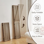 Leesinwing 4 Panel Wooden Room Dividers, 5.6FT High Plug-in Folding Screen Made of Natural Wood, Pegboard Display for Bedroom and Shopping Malls and Jewelry Stores, Dark Brown