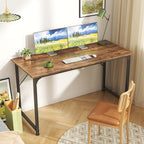 Huuger Computer Desk, 48 Inch Office Desk, Gaming Desk with Storage, Writing Desk Work Desk for Home Office, Study, Modern Simple Desk, Large Legroom, Metal Frame, Rustic Brown