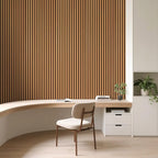 Art3d 2-Pack Acoustic Wood Slat Wall Panel with Roll-Flat Design - 95.3 x 23.8 Inch Sound Absorbing Panels for Living Room Columns Corridor Curved Wall Decor, Teak
