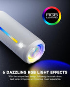OHAYO Bluetooth Speaker, Portable Wireless, IPX7 Waterproof, Powerful 25W Sound, 24H Playtime, Dual Pairing, Active Bass, Colorful Lights, Bluetooth 5.3, Outdoor Speakers for Home/Party/Beach, White