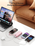 Ultra-Portable-Charger-Power-Bank with Built in Cables&AC Wall Plug,12000mAh PD20W USB-C Fast Charging Cell Phone Charger Battery Pack,LED Display Travel Battery Bank for All iPhone,Samsung,Android