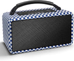DINDIN Portable Bluetooth Speaker: 80W (Peak), 20H Playtime, Loud Wireless Wood Speakers with Bass, AUX and USB Input, Subwoofer, TWS Pairing, Vintage Speaker for Outdoor, Home, Office (Blue+White)
