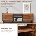 Bifins 63inch Wood TV Stand for Televisions up to 70 Inches,Mid Century Modern Entertainment Center TV Console Table with Storage and Shelf for Living Room Bedroom (Walnut)