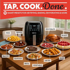 Gourmia Air Fryer - 6 Qt Large Capacity, FryForce 360º, Digital Display with 12 Presets, Roast, Bake, Broil, Dehydrate, Dishwasher Safe Accessories, Black