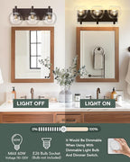 METWET Bathroom Light Fixtures Over Mirror, 3-Light Oil Rubbed Bronze Vanity Light with Clear Glass Globe Shade, Modern Sconces Wall Lighting, Bathroom Wall Lights for Bedroom Hallway, VL195-ORB-3