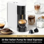 CHULUX RectoCafé Espresso Machine for Nespresso Original Capsule Pod, 20 Bar Professional Italian Pump Coffee Machine, Extra Mini Espresso Maker for Home & Office, White