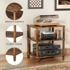 3-Tier AV Media Player Stand, brown Stereo Cabinet, Modern Stereo Cabine,Game Console Shelf,Wooden TV Stand,Multifunctional Entertainment Center, Suitable for Home, Conference Room, Game Studio