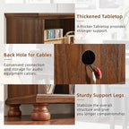 Joaxswe Record Player Stand with Vinyl Record Storage, 24" Wide Mid-Century Record Player Table Up to 200 Albums,Large Wood Turntable Stand Cabinet Dispaly Shelf for Living Room,Bedroom,Brown