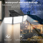 daphino 2500LM Solar Lights Outdoor with Motion Sensor,3 Head 270° Wide Angle Street Area Lights,IP65 Waterproof Security Lighting with 3 Modes(Non-Remote,1 Pcs)