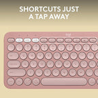 Logitech Pebble Keys 2 K380s, Multi-Device Bluetooth Wireless Keyboard with Customizable Shortcuts, Slim and Portable, Easy-Switch for Windows, macOS, iPadOS, Android, Chrome OS - Tonal Rose