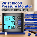 Blood Pressure Monitor Wrist Blood Pressure Cuff Automatic BP Machine with Backlit Display, 2x90 Memory, Voice Broadcast, Measurable Board Carrying Case and AAA Battery Bp Monitor(Black)