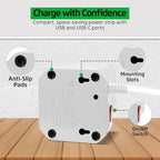 Cube Power Strips with Surge Protection, 6ft Extension Cord with Multiple Outlets, 5 Ac Plugs, 3 USB, 1 Usbc Fast Charging Power Strip with USB Ports, Mountable On/Off Switch Charging Station