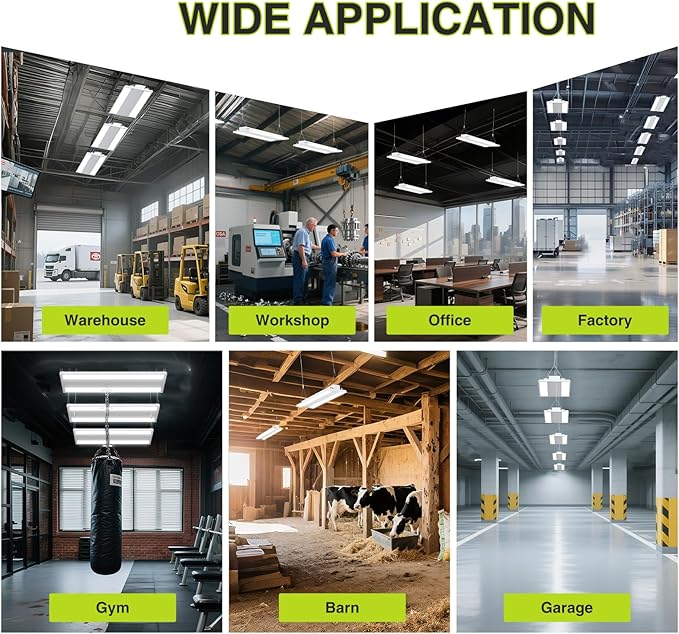 LED Linear High Bay Shop Light With Motion Sensor 300W, Larger Central Lighting Area, 45000LM, 120-277V, 0-10V, 5000K, Commercial Linear High Bay Led Shop Lights for Warehouse Industrial, 4 Pack, UL