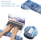 Mouse Pad Keyboard Wrist Rest, Gel Non Slip Rubber Wrist Support Rest Mouse Pad for Home Office, Computer Laptop Desk Typist Gamer, Comfy Cushion Mousepad with Memory Foam Ergonomic, Galaxy Forest