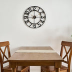 Alarmore 30 Inch Oversized Wall Clock, Battery Operated Silent Non Ticking Black Metal Wall Clocks for Living Room Decor, Extra Large Decorative Clock for Home, Office, Farmhouse Vintage Style