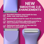 HAPPY CURVES Smoothie 2.0 Bikini Trimmer - Electric Razor for Women, Waterproof Hair Groomer with Adjustable Guards, Personal Shaver for Pubic Hair, Ladies Intimate Shaver and Body Trimmer (Guava)