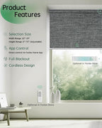 Yoolax Motorized Blinds App Control, Blackout Roller Shades for Windows, Cordless Automatic Shades Roller Window Blinds for Bedroom Living Room Office (Blackout Ashfall Gray, 44" W x 72" H)