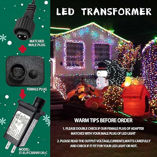 2PCS Replacement 30V 0.12A LED Transformer Class 2 Power Supply Adapter Ip44 LED Light Controller Low Voltage Transformer for Christmas String Light Inflatable Decorations (30V3.6W 2PCS)