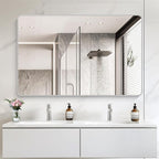 55x36 Inch Silver Bathroom Mirror, Large Rectangular Vanity Mirror, Metal Framed Rectangle Mirror, Rounded Corner Wall Mounted Mirrors for Living Room Bedroom Entryway Horizontal or Vertical