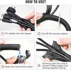 Moxita 10ft - 3/8 inch Cord Protector Cable Sleeve Split Wire Loom Tubing for Power Cord Audio USB Cable, Cord Sleeve Cable Management for TV Computer, Cord Protectors from Pets Chewing, Black