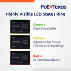 PoE Texas 8" Conference Room Scheduler with Color Changing LED Status - PoE Powered Touch Screen Tablet for Meeting Room Booking - Syncs with All Popular Business Calendars - No Subscription Required