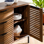 Bme Millie Premium Solid Wood Sideboard Storage Cabinet with Storage, Pre-Assembled with 3 Drawers & 2 Doors, Adjustable Shelves