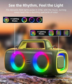 Portable Bluetooth Speaker Wireless,140W Peak Loud Sound with 2 Subwoofers and 2 Tweeters, Plus Bass Boost, IP65 Waterproof Outdoor Speaker, 24H Playtime, RGB Lights, TF/AUX/USB/Mic Input, Large Party
