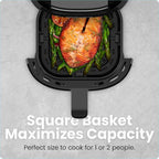 CHEFMAN 2 Qt Mini Air Fryer – Digital Space-Saving Compact Air Fryer with Nonstick and Dishwasher Safe Basket, Quick & Easy Meals in Minutes, Features Digital Timer and Shake Reminder – Black