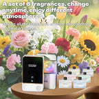Waterless Essential Oil Diffuser for Home & Office Cordless Battery Operated Aroma Diffuser with 7 Mist Levels, Ultrasonic Air Freshener for Large Rooms Bedroom (6Piece Essential Oil Set)