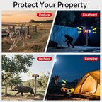 Solar Motion Sensor Alarm Outdoor,Motion Sensor Alarm,13 Sound,Dog Barking&Gunshot,2x130db Loud Noise Maker,4 Modes,Red&Blue Motion Activated Strobe Light,Say Goodbye to The Intruders,for Garden,Yard