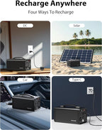 YKPOWER Power Station 80000mAh,Solar Generator with 300W AC Outlet,296Wh Lithium Battery Portable Power Station with 8 Port Power Bank for home use,RV,Outdoor,Camping