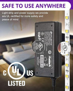 HitLights White LED Strip Lights Kit with Remote & 12V Power Supply, 16.4ft High Density Dimmable Tape Light 4000K, 600 LEDs, 300Lm/ft, UL Listed, Flexible Rope Lights for Bedroom, Kitchen, Cabinet
