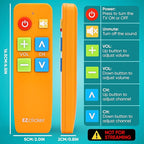 EZclicker TV Remote for Seniors, Extra Simple Big Button Remote (Orange) Works with Major TV Brands, NOT for Streaming (2xAAA Batteries Not Included)